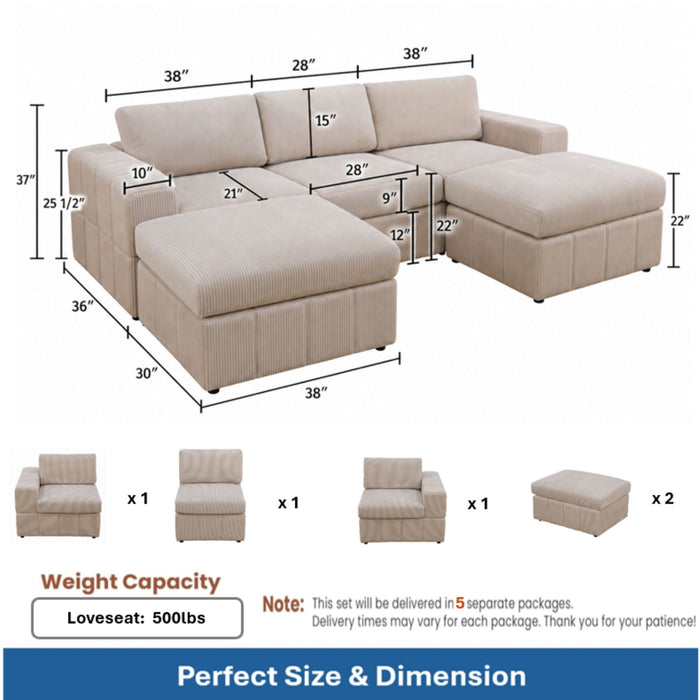 Modular Sectional Sofa, Reversible Set