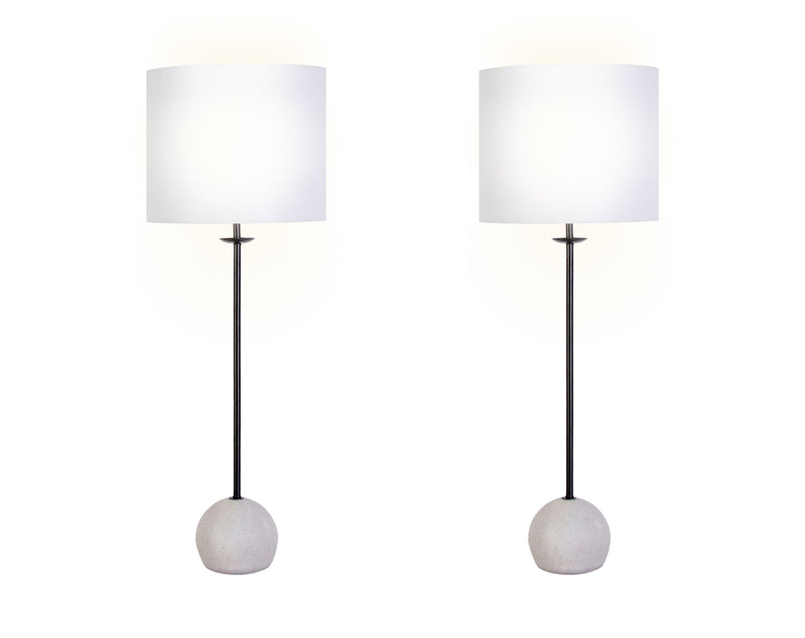 "Urban Sphere" Concrete Buffet Lamp (Set of 2) - Concrete/Matte Black
