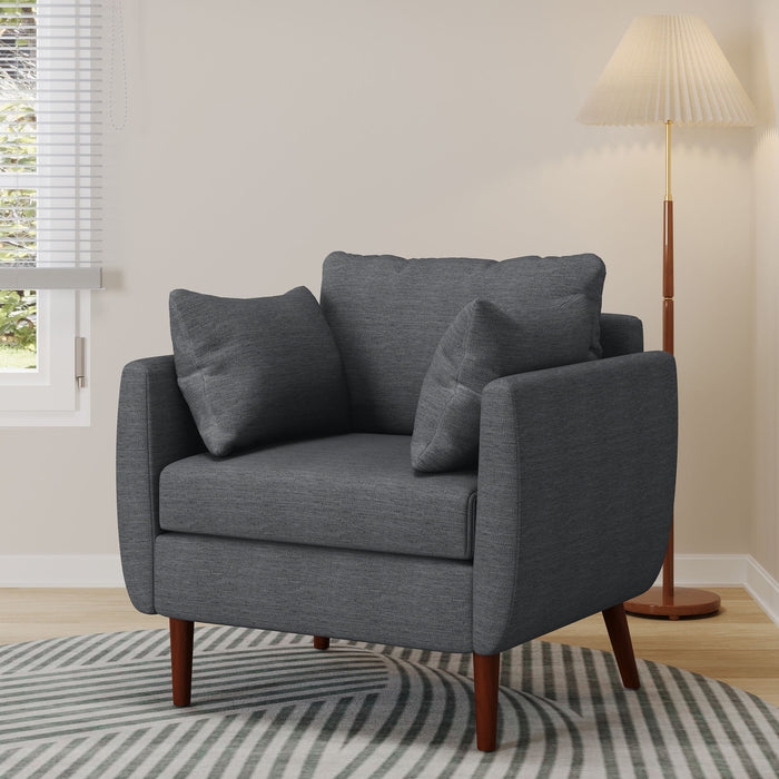 Luminate - Upholstered Fabric Club Chair With Tapered Legs And 2 Accent Pillows