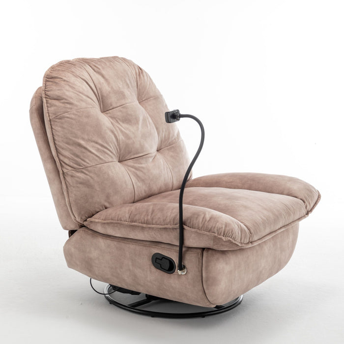 Modern Swivel Gliding Recliner Chair With Rocking Function And Phone Holder, Large Comfortable