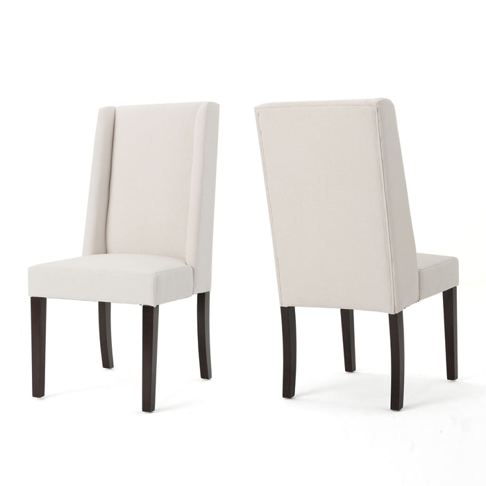 Modern Wingback Dining Chair (Set of 2) With Upholstered - Ivory