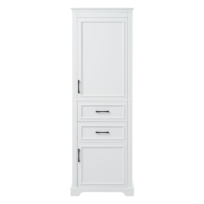 Freestanding Bathroom Vanity Tall With Damping Hinge Doors, Adjustable Shelves - White