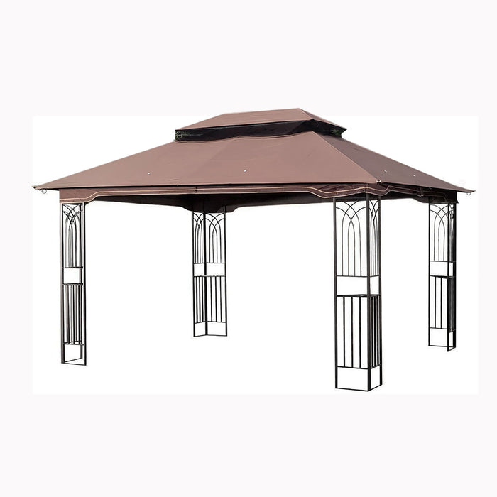 13 0 Outdoor Patio Gazebo Canopy Tent With Ventilated Double Roof And Mosquito Net (Detachable Mesh Screen On All Sides) Suitable For Lawn Garden Backyard And Deck Top - Brown