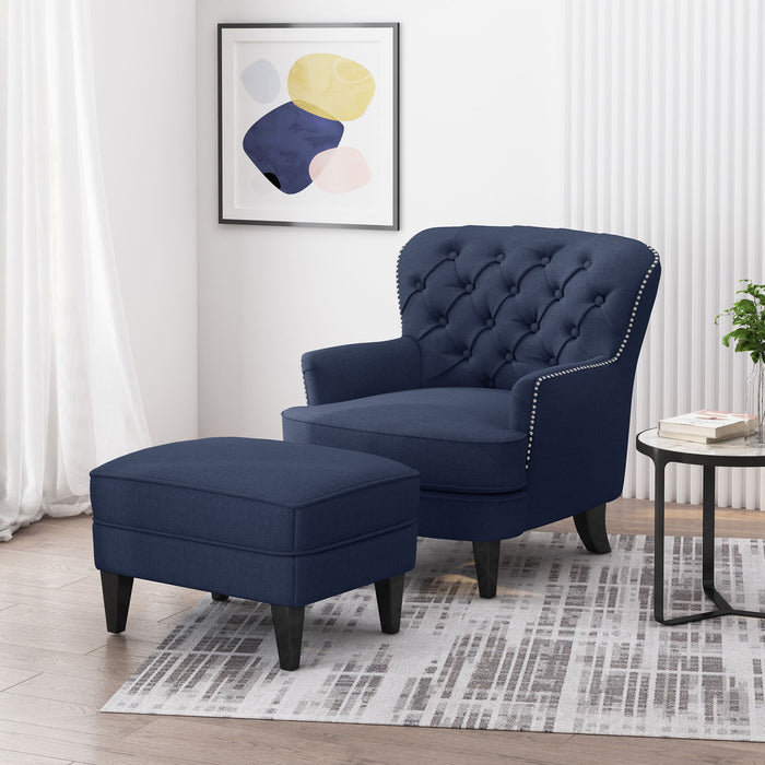 Enchante - Living Room Set With Tufted Back Club Chair And Ottoman