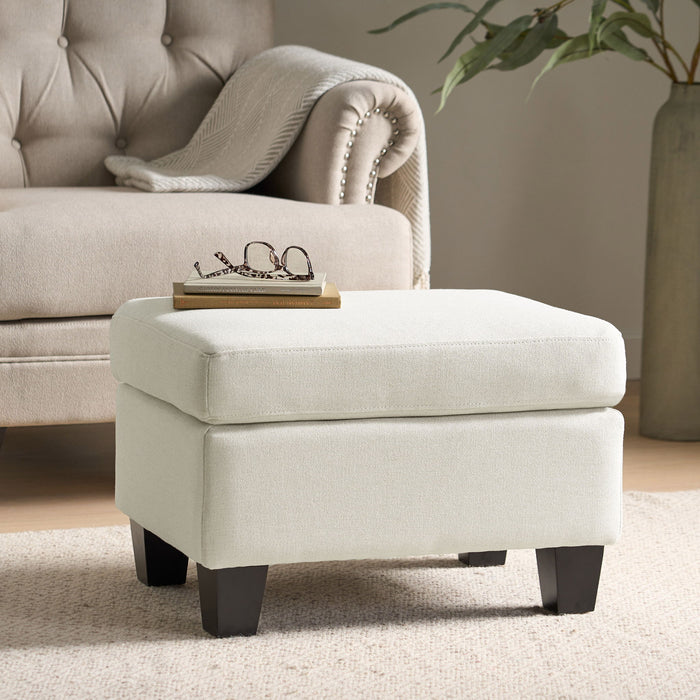 Springfield - Ottoman Contemporary Design Fabric Birch Wood Legs - Beige