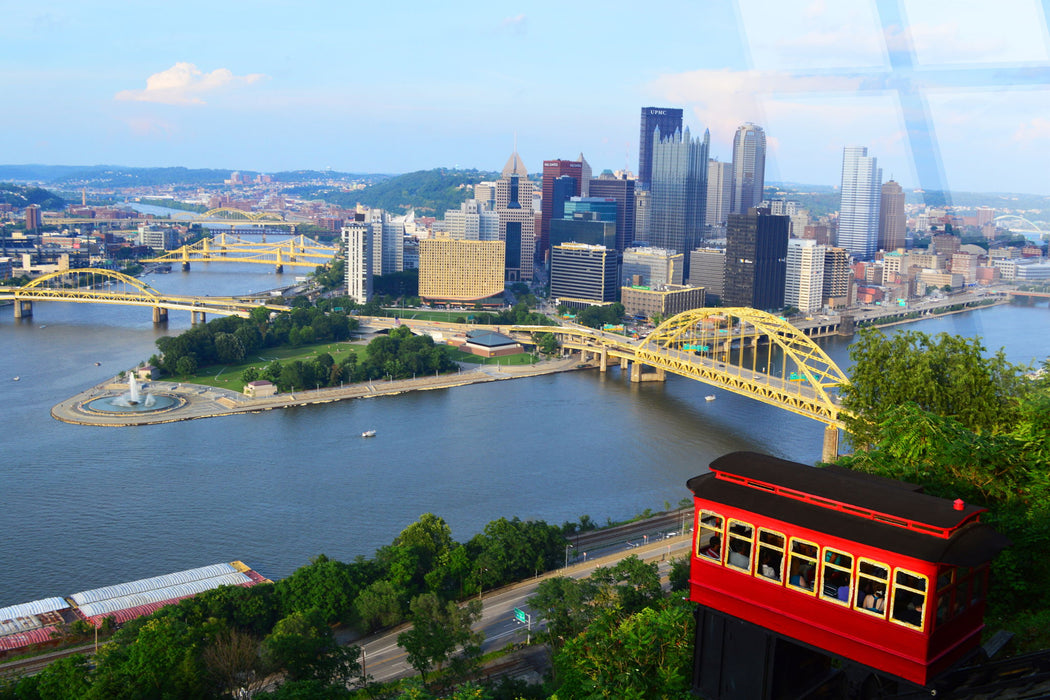 Pittsburgh Overlook Tempered Glass With Foil - Blue / Green