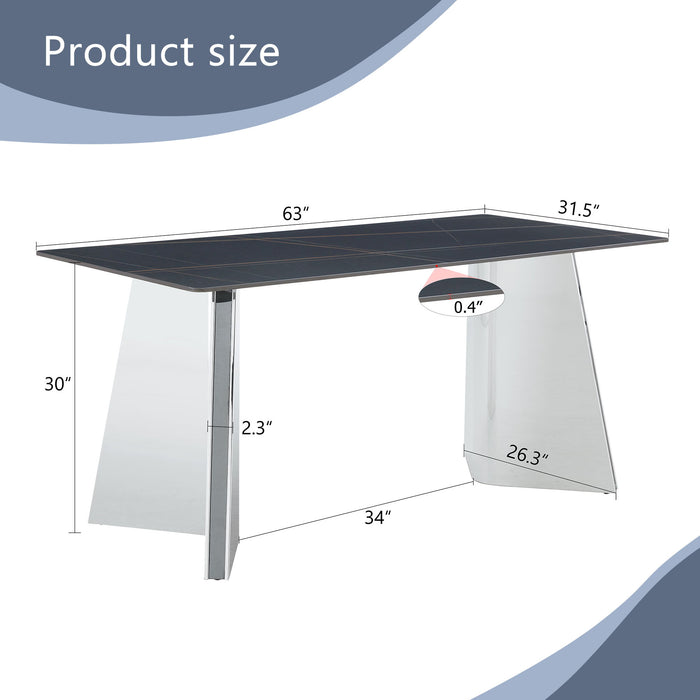 Modern Marble Patterned Dining Table With Stainless Steel Butterfly Legs