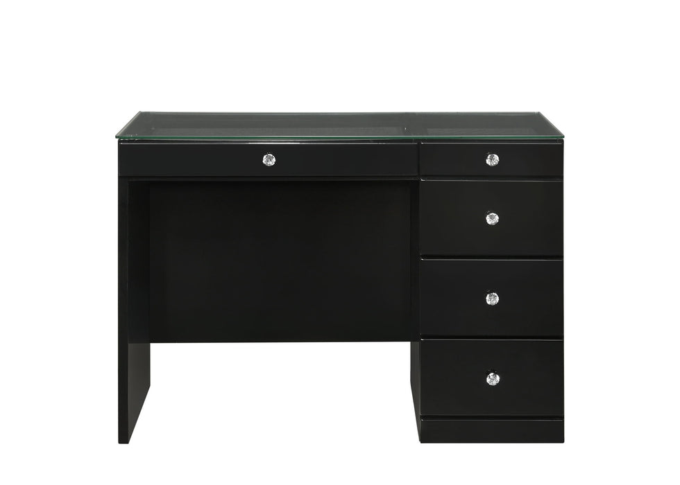 Morgan - Vanity Desk With Glass Top - Black