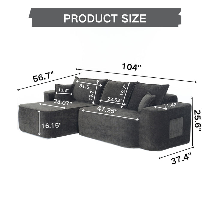 L-Shaped Sectional Sofa Couch With Chaise, Extra Deep Seats