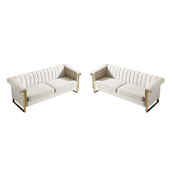 2 Piece Sofa Set With Tufted Back And Deep Seating