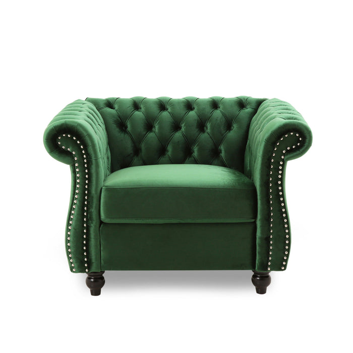 Nexuson - Upholstered Chesterfield Chair With Deep Tufted And Nailhead Trim