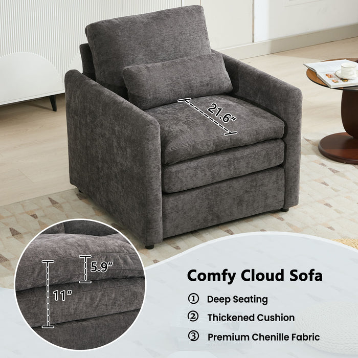 Cozy Upholstered Plush Cushion Armchair For Living Room