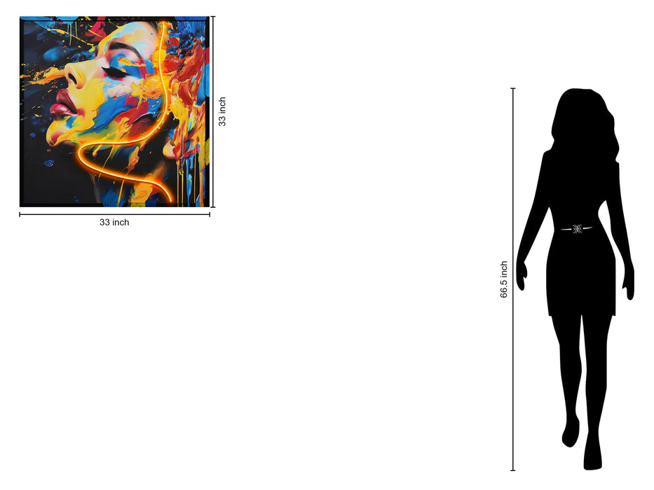 "VIVid Visage" Hand-Embellished LED In Frame - Black / Multicolor