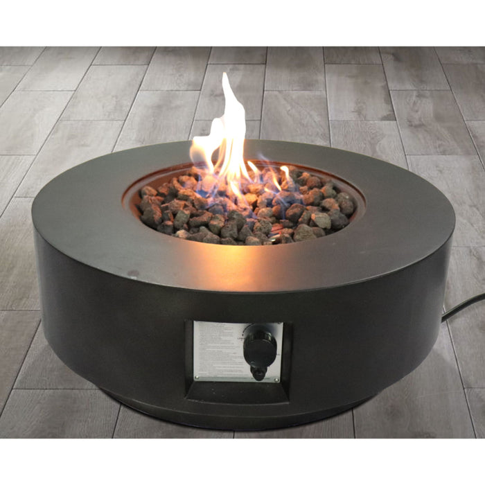 Fiber Reinforced Propane Gas Outdoor Fire Pit Table With Lid - Charcoal