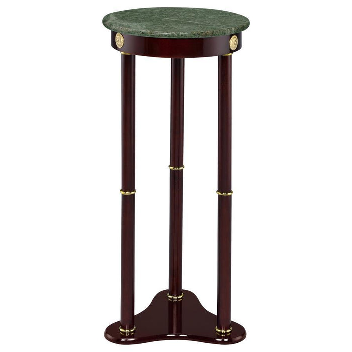 Edite - Round Marble Top Accent Side Table - Merlot