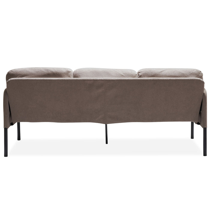 Modern L Shaped 3 Seater Sofa With Ottoman, Upholstered Couch For Small Spaces