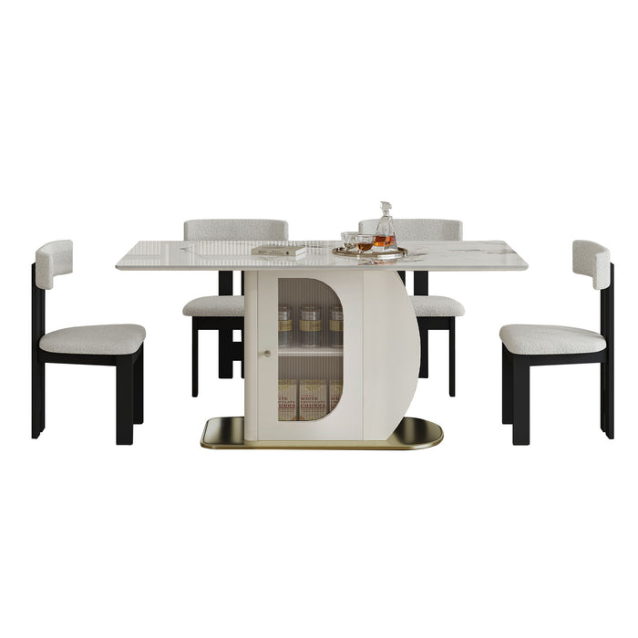 Modern Dining Table Set With Storage, Includes Chairs
