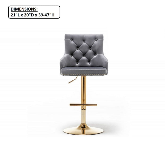 Adjustable Swivel Bar Stool With Nailhead Trim (Set of 2)