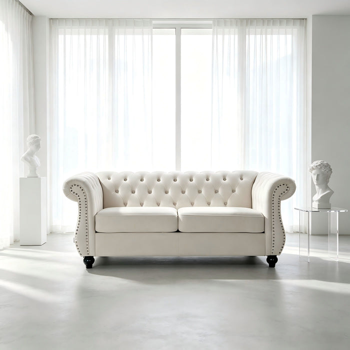 Chesterfield Button Tufted Loveseat With Rolled Arms