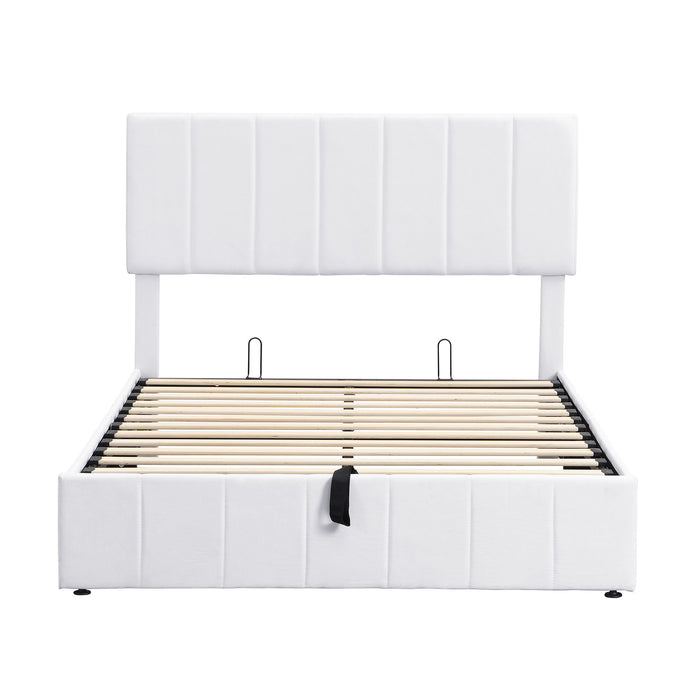 Elegant Upholstered Platform Bed With Hydraulic Storage System