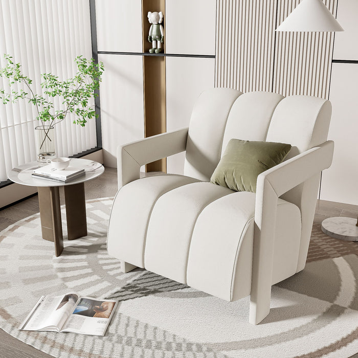 Modern Minimalist Leisure Armchair With L Shaped Armrests