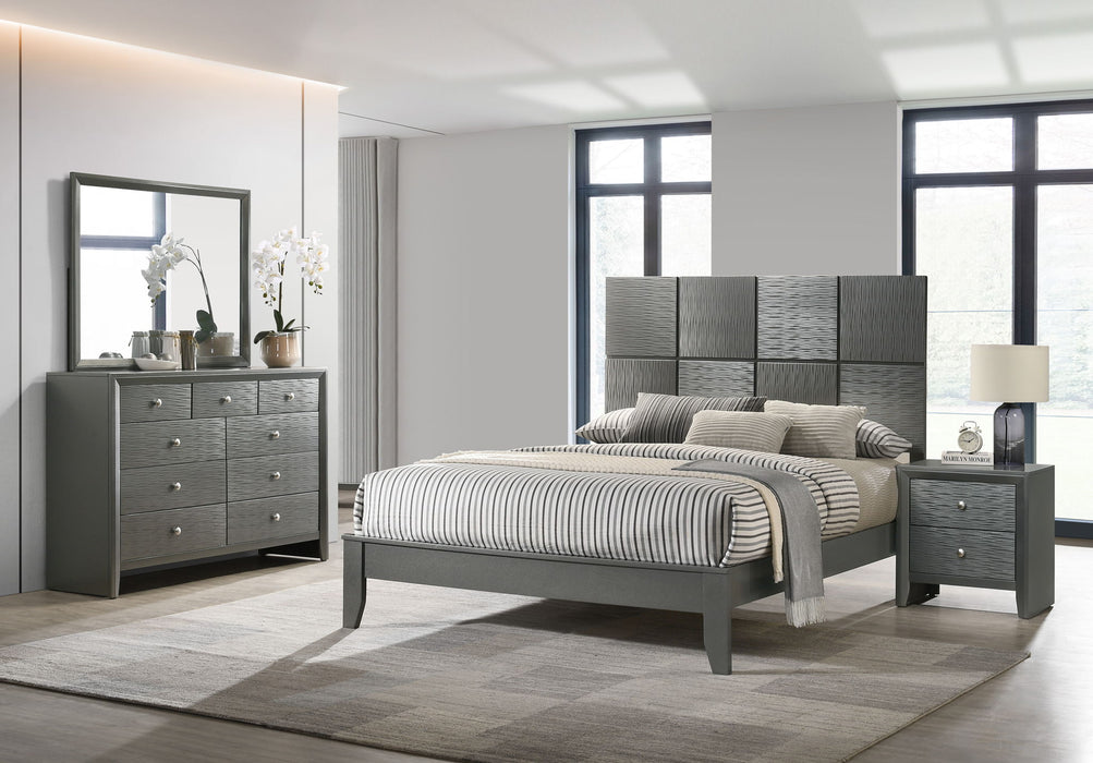 Denker - Queen 4 Piece Bedroom Set - Gun Metal