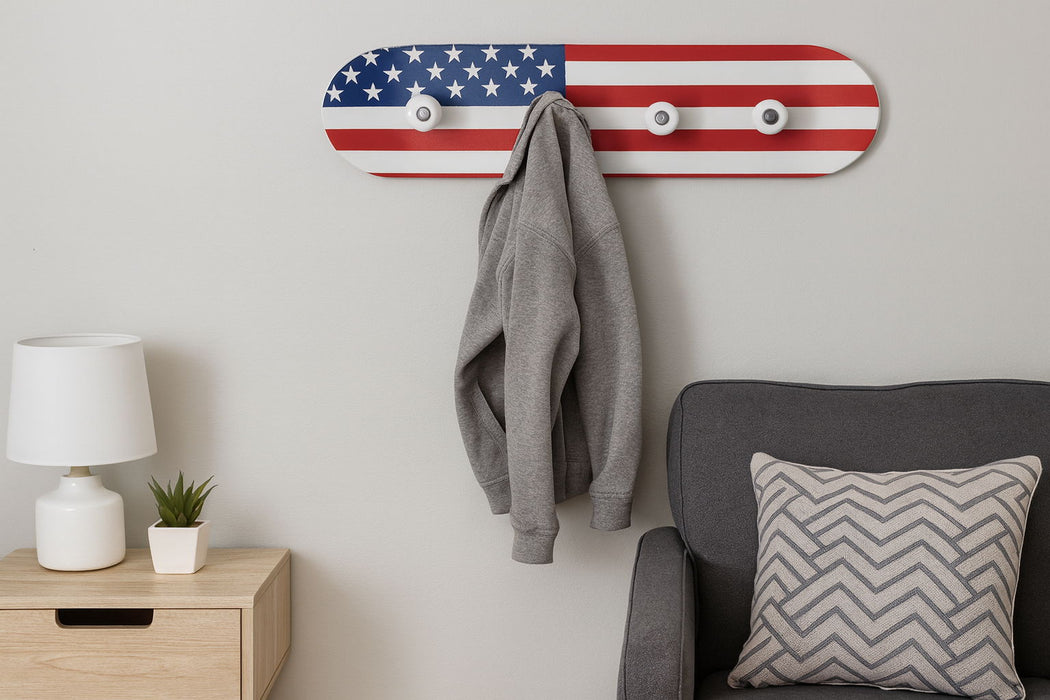 Stars & Stripes Hooks - 8" x 31" Framed Wall Art