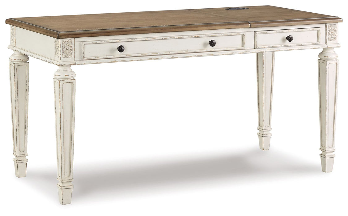 Realyn - Blanco / Marrón - Escritorio elevable para oficina en casa