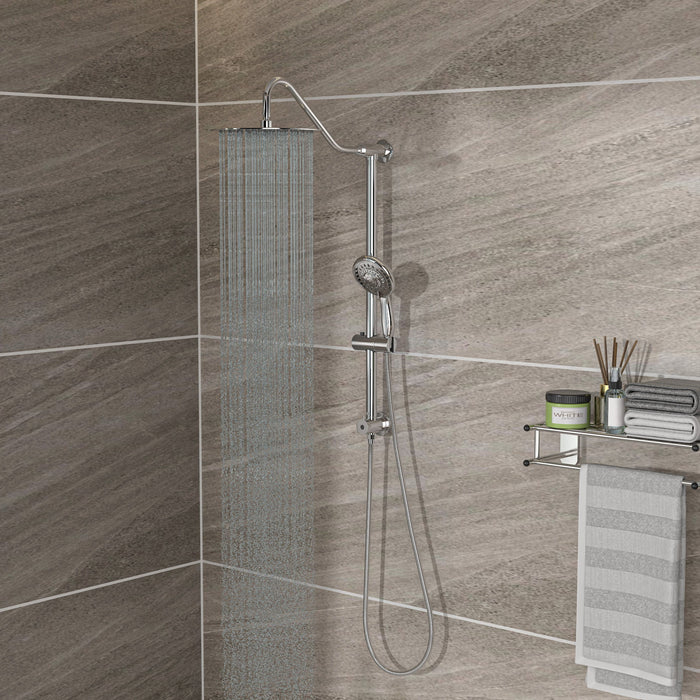 Shower System With 5 Function Rain Hand Shower And Slide Bar Combo