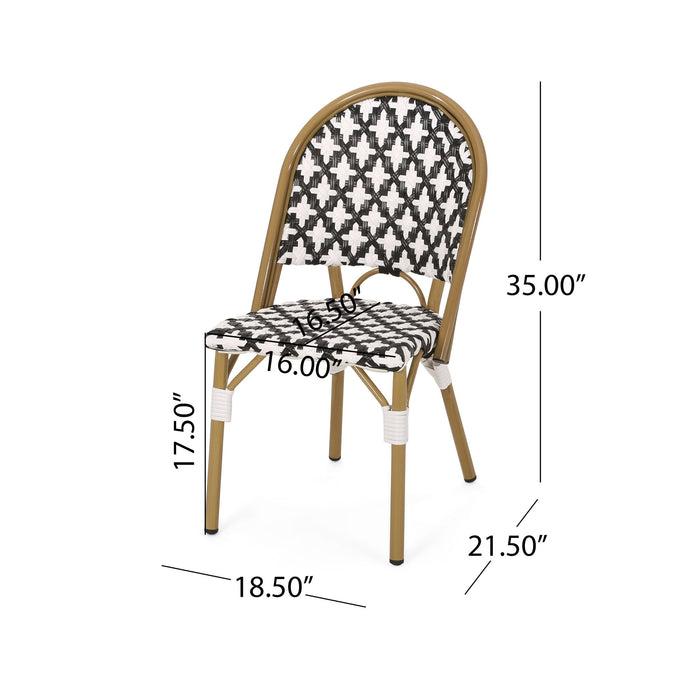 Chic French Bistro Chair With Durable Rattan And Aluminum Frame