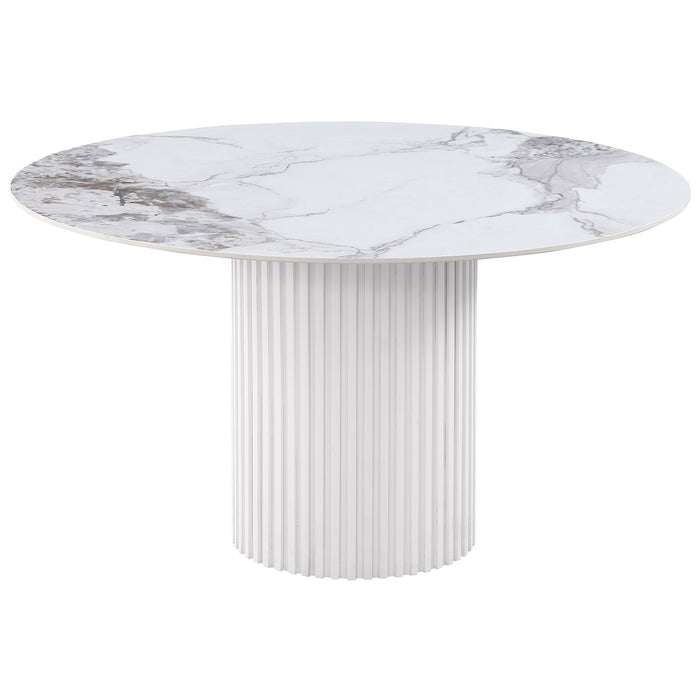 Quincy - Round Dining Table - White Marble