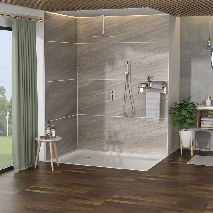 Dual Shower Head 16" Ceiling Mount Square Shower System With Rough In Valve