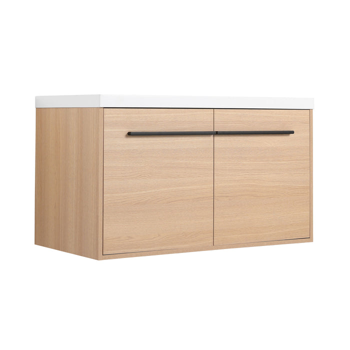 Bathroom Vanity Set With Resin Countertop Sink, 2 Doors