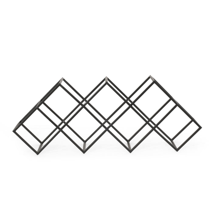 Modern Industrial Tabletop Wine Rack With 7 Bottle Holders - Black