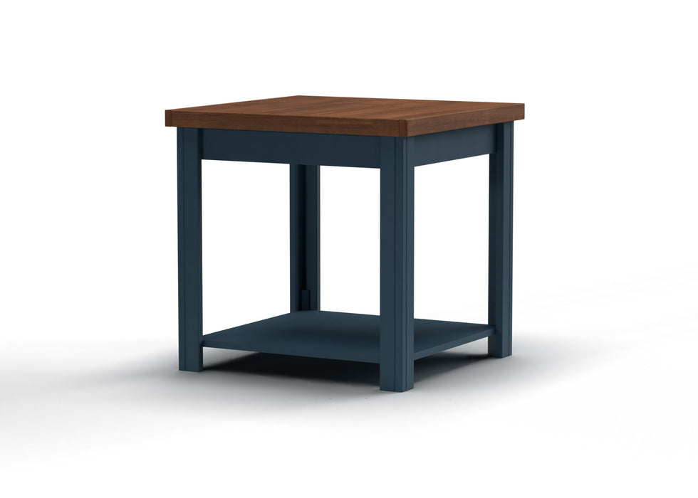 Bridgevine Home Nantucket Side Table, No Assembly Required, Blue Denim And Whiskey Finish
