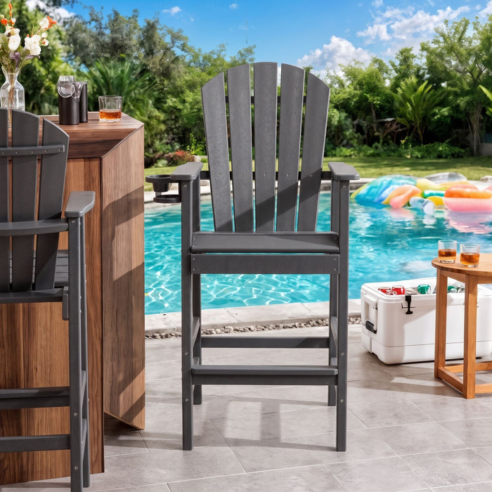 Bar Height Adirondack Chair With Cup Holder And Armrests