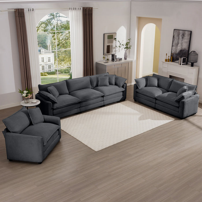 Elegant Corduroy Oversized Sectional Sofa Set With Deep Seats And Flexible Layout