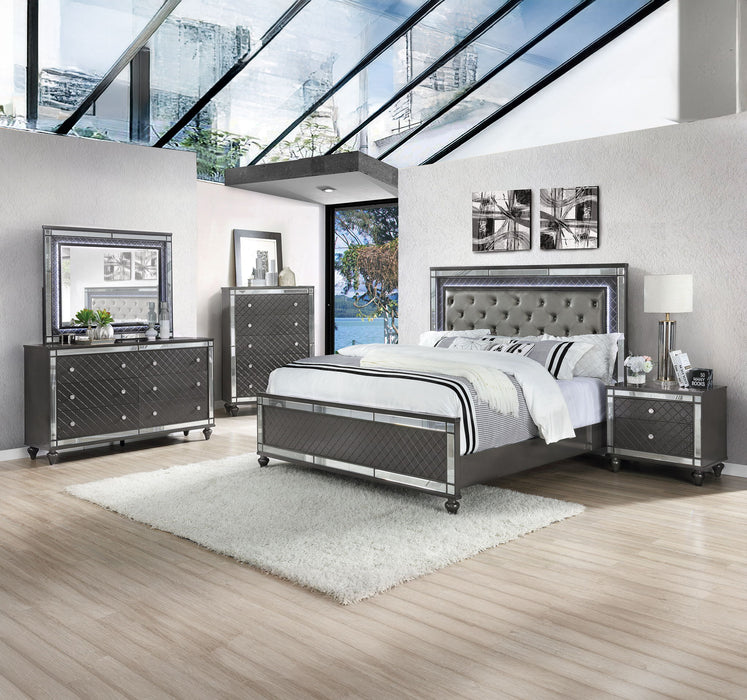 Refino - Queen 5 Piece Bedroom Set - Gunmetal