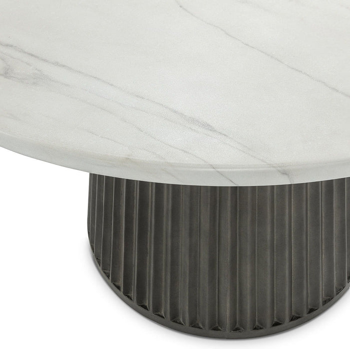 Caspia - 47" Outdoor Round Dining Table - Snowdrift White / Black