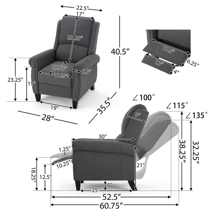 Contemporary Push Back Recliner Chair