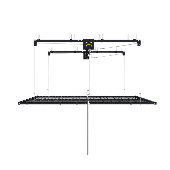 Overhead Garage Storage Rack For High Ceilings, Construction With Safety Lock - Black