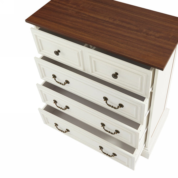 Modern 5 Drawer Dresser For Bedroom, Ample Storage Wide Chest Of Drawers
