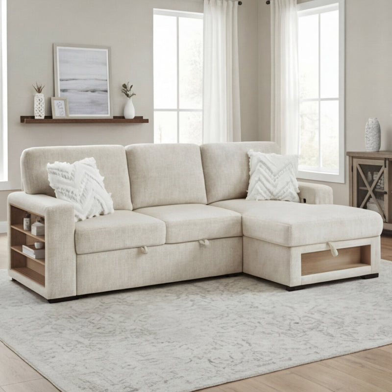 Pull Out Sofa Bed with Speaker and 2 Pillows