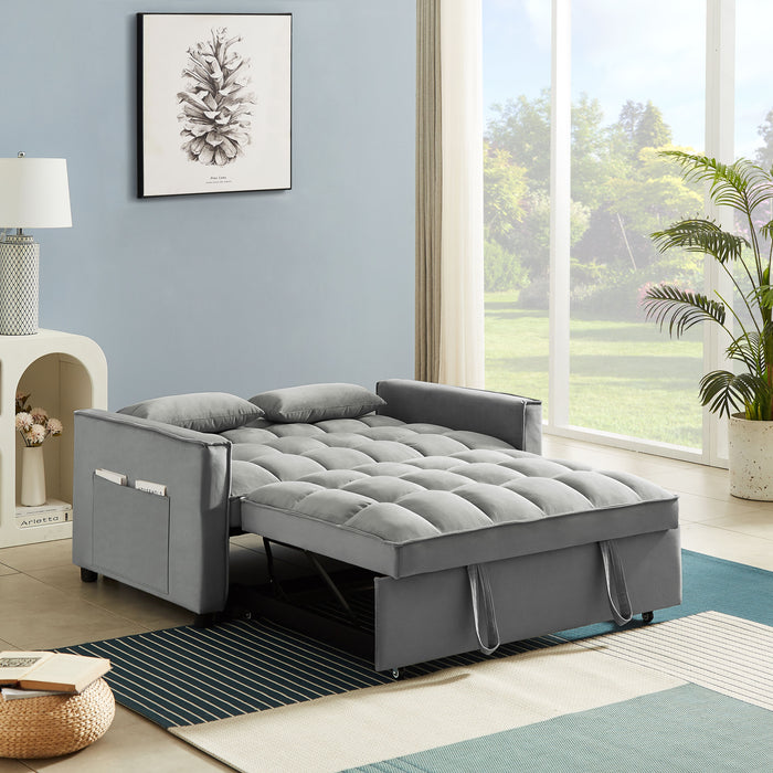 Sofá cama convertible de terciopelo moderno con respaldo ajustable