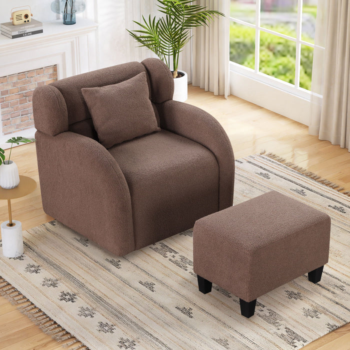 Swivel Armchair With Ottoman For Living Room, Bedroom And Office
