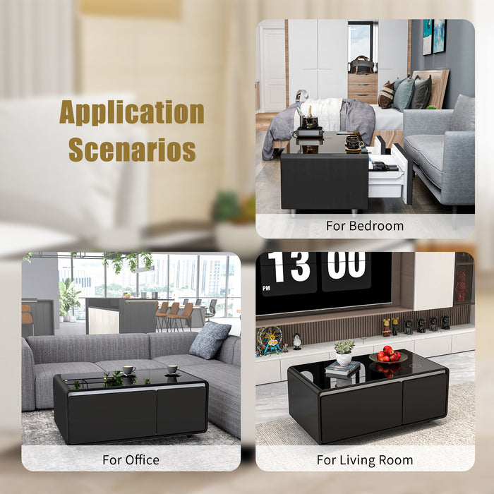 Smart Bedside Table, Smart Home Furniture Silver Gray Metallic Side Table  Nightstand for Living Room with Wireless Charger USB, with 2/3 Drawers  Fridge : : Home