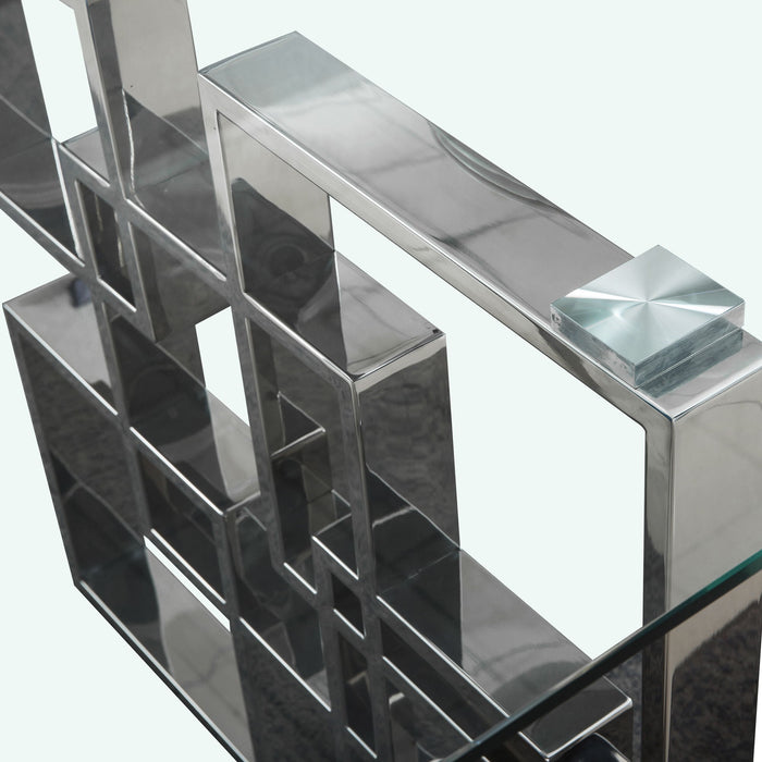 Mesa de comedor de cristal, moderna mesa de comedor rectangular con tapa de  vidrio templado transparente y patas de acero inoxidable X-Design, mesa de