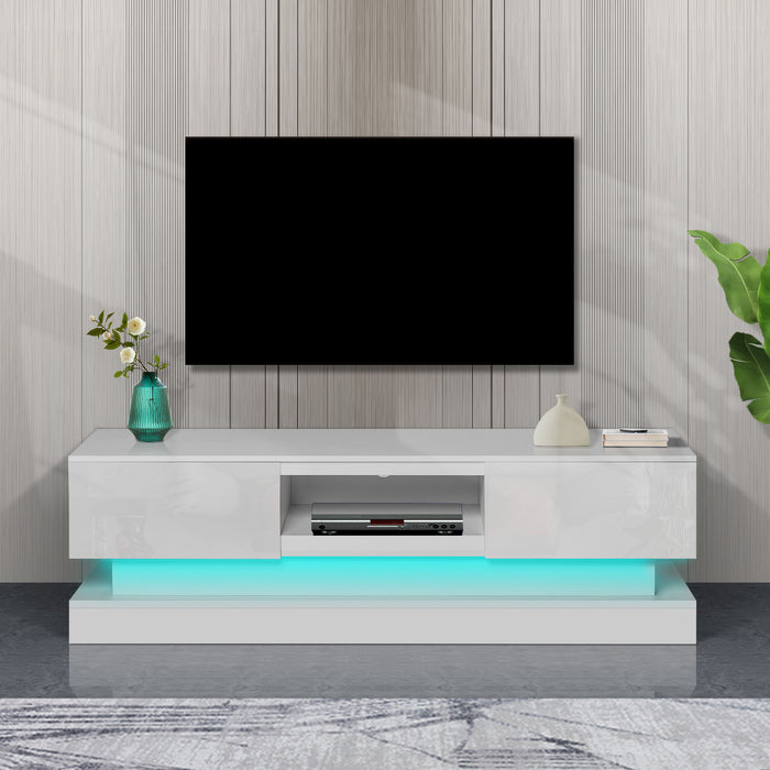 Mueble para TV moderno blanco de 51,18 pulgadas con luces LED