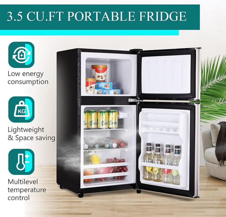 Refrigerator with Freezer, 3.5 Cu.Ft Mini Fridge,Lock Fresh,7