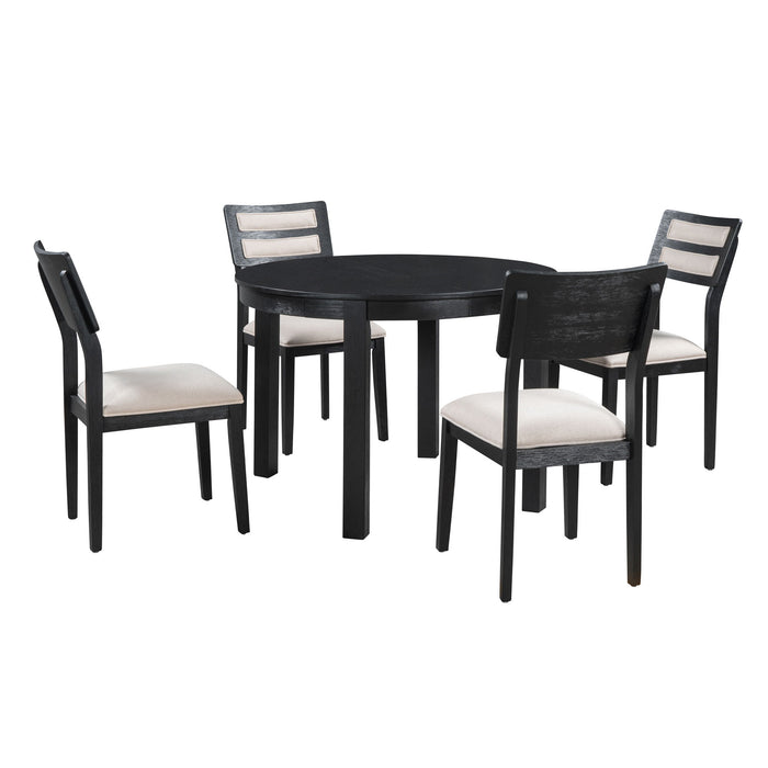 Juego de mesa redonda de comedor para 4, juego de mesa y sillas de 5  piezas, mesa de comedor de granja con 4 sillas para comedor, cocina, sala  de